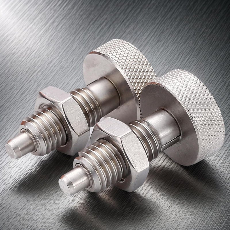 Vleant 2Pcs M6 Stainless Steel Spring Plungers with Nuts - Hand Retractable, Knurled Handle, Quick Release Locking Pin - Image 3